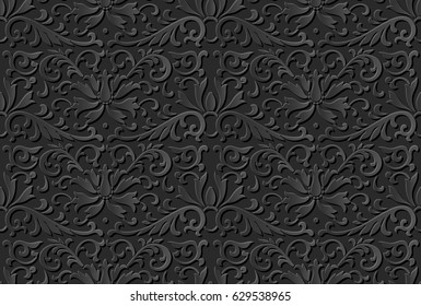 3D paper art botanic garden flower leaf vine