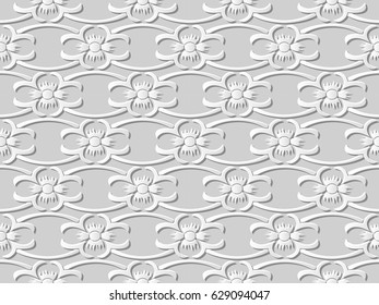 3D paper art curve cross vine flower cross