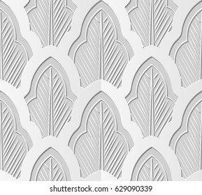 3D paper art oriental botanic curve cross leaf chintz