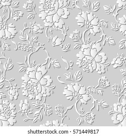 3D paper art pattern botanic garden flower leaf