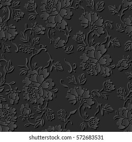 3D paper art pattern botanic garden flower leaf