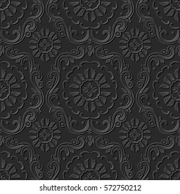 3D paper art pattern botanic spiral curve cross flower