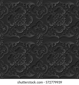 3D paper art pattern botanic curve spiral flower