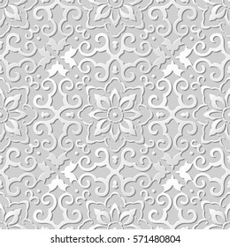 3D paper art pattern cross spiral frame flower