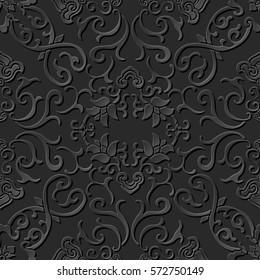 3D paper art pattern cross spiral vine flower