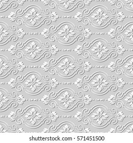 3D paper art pattern curve cross oval flower