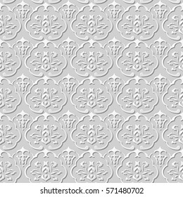 3D paper art pattern curve cross frame flower