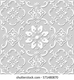 3D paper art pattern curve spiral cross flower