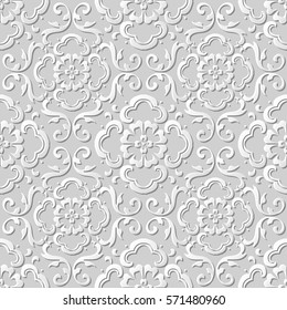 3D paper art pattern curve spiral cross flower