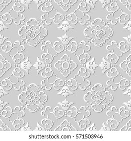 3D paper art pattern curve cross vine flower