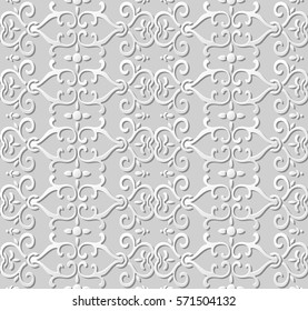 3D paper art pattern curve spiral chain flower