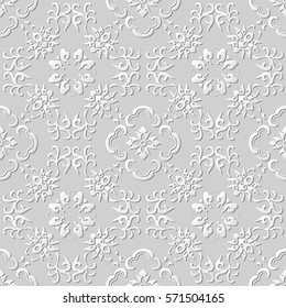 3D paper art pattern curve cross vine flower