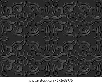 3D paper art pattern curve cross spiral flower