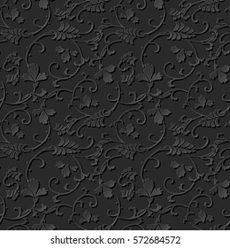 3D paper art pattern curve spiral cross vine flower