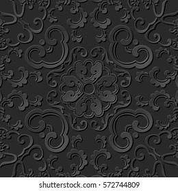 3D paper art pattern curve spiral vine cross flower