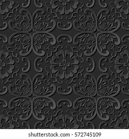 3D paper art pattern curve cross round flower