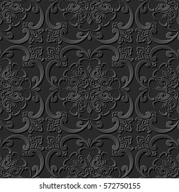 3D paper art pattern curve spiral cross flower