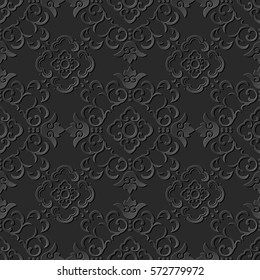 3D paper art pattern curve cross vine flower