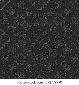 3D paper art pattern curve cross vine flower
