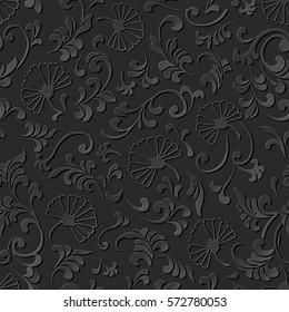 3D paper art pattern curve spiral leaf flower