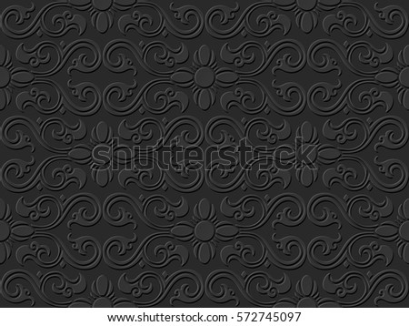 3D paper art pattern curve spiral cross flower