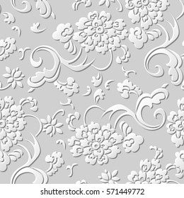 3D paper art pattern garden spiral curve flower vine