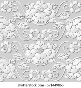 3D paper art pattern garden cure spiral vine flower