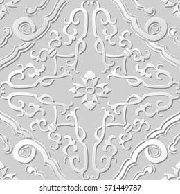 3D paper art pattern spiral cross frame flower