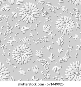 3D paper art pattern spiral round flower butterfly leaf