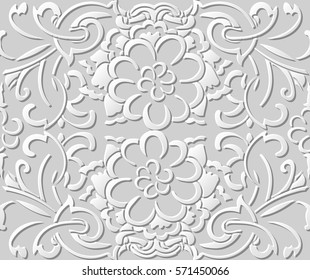 3D paper art pattern spiral curve cross round flower