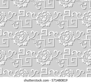 3D paper art pattern spiral geometry vine flower