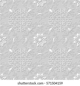 3D paper art pattern spiral curve frame flower