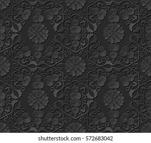 3D paper art pattern spiral cross gourd vine flower