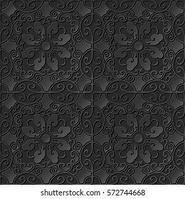 3D paper art pattern spiral oval polygon cross flower