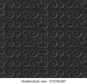 3D paper art pattern spiral round curve frame