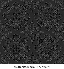 3D paper art pattern spiral cross frame flower