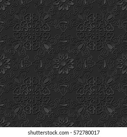 3D paper art pattern spiral curve frame flower