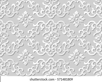 3D paper art pattern wave curve spiral flower cross