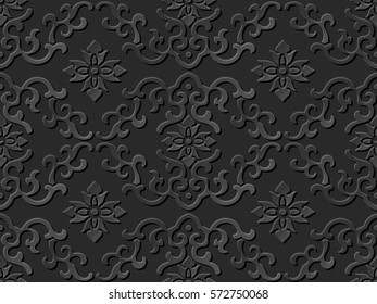 3D paper art pattern wave curve spiral flower cross