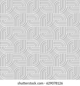 3D paper art round corner square geometry chain frame