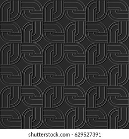 3D paper art round corner square geometry chain frame