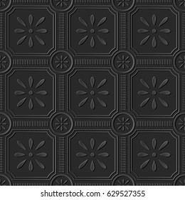 3D paper art round square cross line frame flower