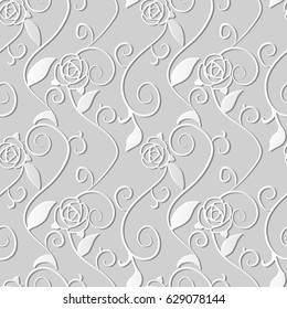 3D paper art spiral leaf vine rose flower