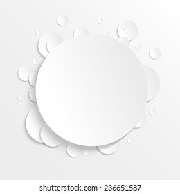 3D paper background with circles with place for text. Simple and cute vector illustration. Background template.