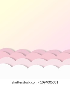 3d paper background pink white yellow half of circle