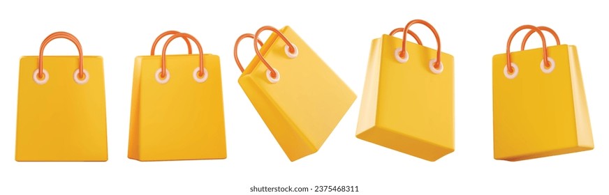 3D paper bag on white background, Sale banner  are available for use on online shopping websites or in social media advertising.