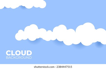3d paper blue sky background with white clouds. Vector background.