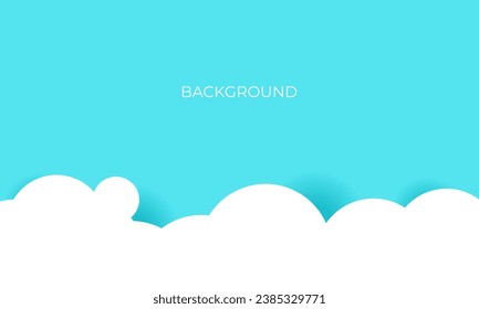3d paper blue sky background with white clouds. Vector background.