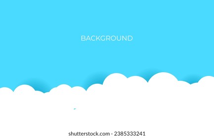 Fondo del cielo azul de papel 3d con nubes blancas. Fondo vectorial.