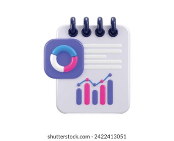 3d paper with chart icon on business financial report vector icon illustration